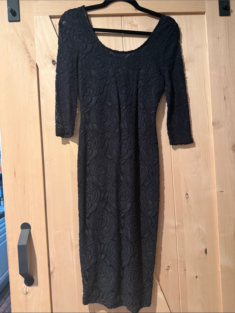 Candie's Black Lace Midi Dress with Scoop Neckline